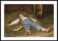 Garçon endormi dans le foin par Albert Anker-2