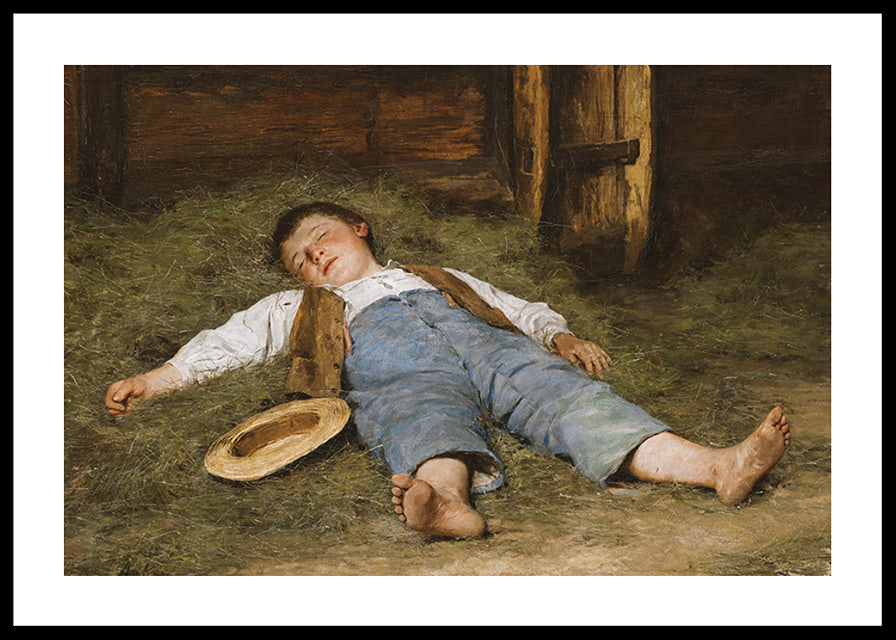 Garçon endormi dans le foin par Albert Anker-12