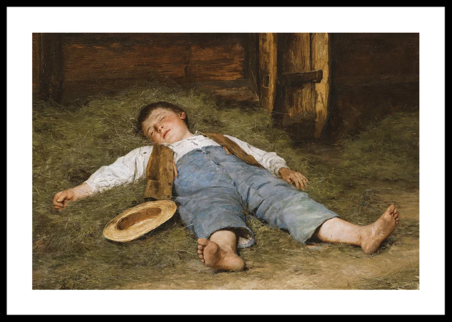 Boy Asleep In The Hay By Albert Anker-12