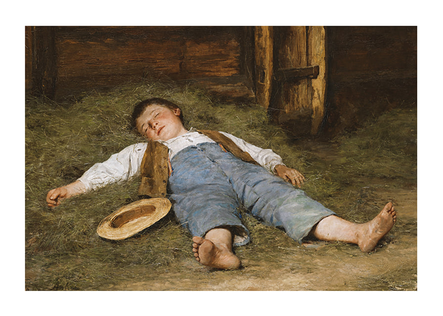 Garçon endormi dans le foin par Albert Anker-12