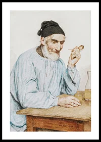 Farmer From Ins At Table By Albert Anker-2