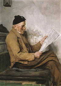 Farmer Reading On The Stove Bench By Albert Anker-5