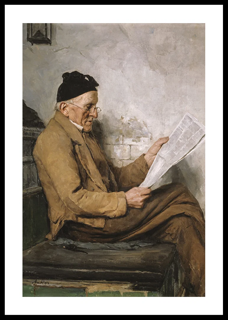 Farmer Reading On The Stove Bench By Albert Anker-12