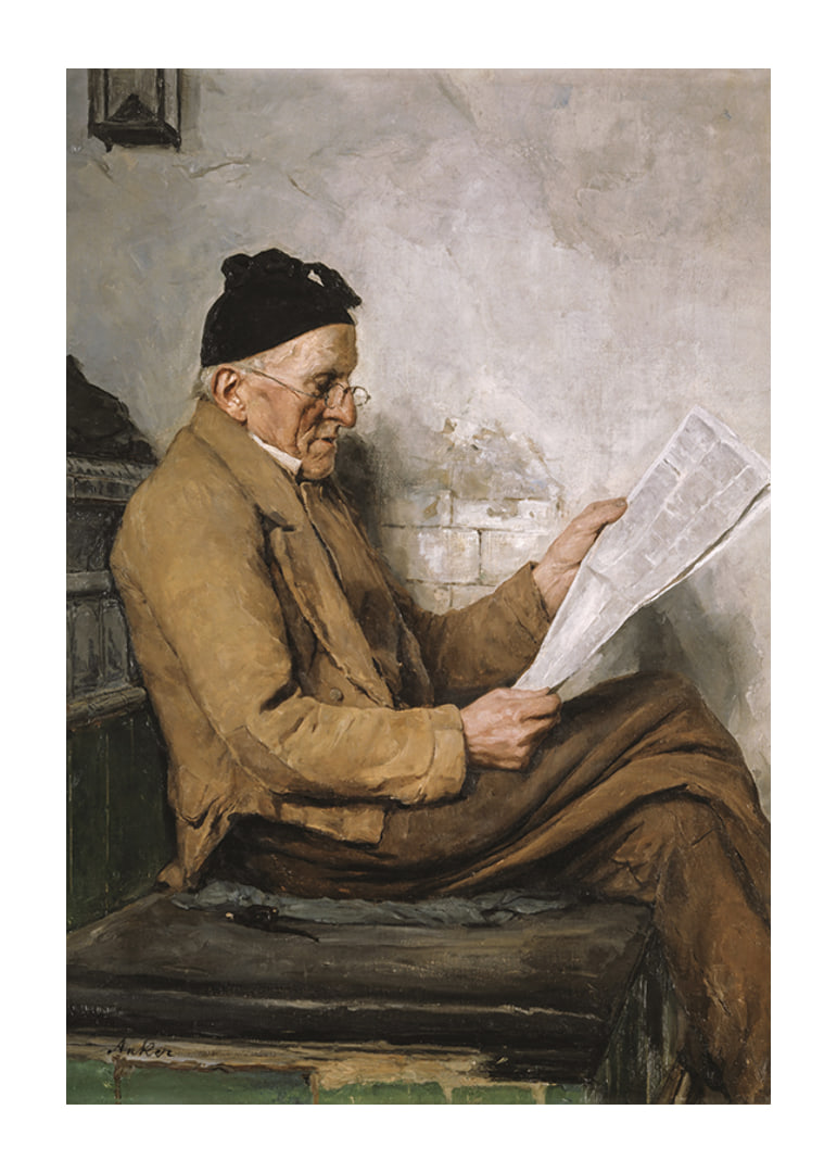 Fermierul citind pe o bancă de la aragaz de Albert Anker-12
