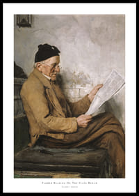 Boer leest op de kachelbank door Albert Anker-0
