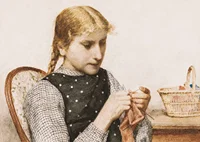 Knitting Girl By Albert Anker-5