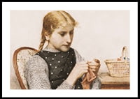 Knitting Girl By Albert Anker-2