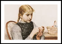 Knitting Girl By Albert Anker-2