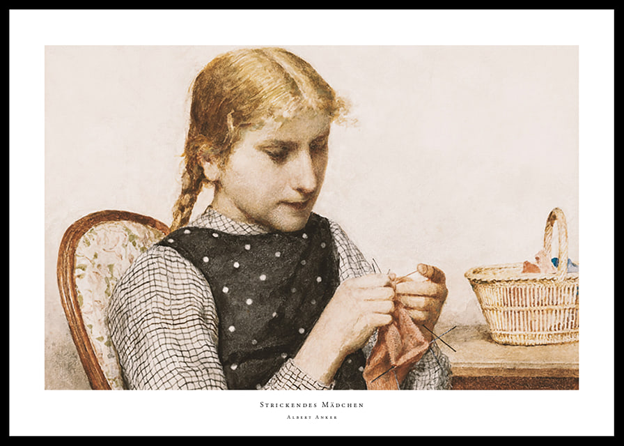 Knitting Girl By Albert Anker-12