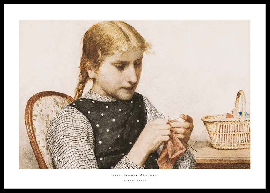 Knitting Girl By Albert Anker-12
