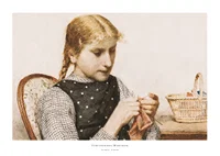 Knitting Girl By Albert Anker-1