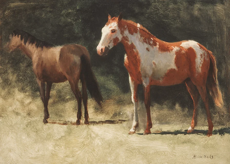 Two Horses By Albert Bierstadt-12
