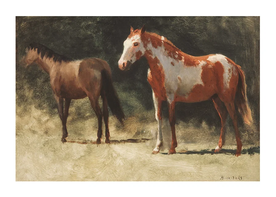 Two Horses By Albert Bierstadt-12