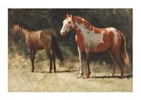 Twee paarden door Albert Bierstadt-1