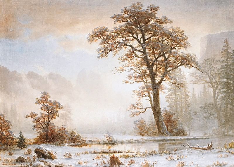 Valley Of The Yosemite Eerste sneeuwval van het jaar door Albert Bierstadt-12