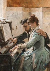 At The Piano By Albert Edelfelt-5
