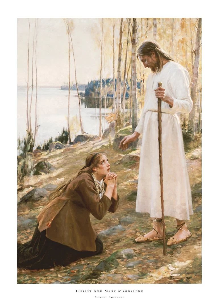 Christ And Mary Magdalene By Albert Edelfelt-12