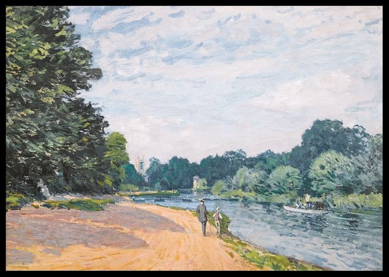 Themsen med Hampton Church af Alfred Sisley-12