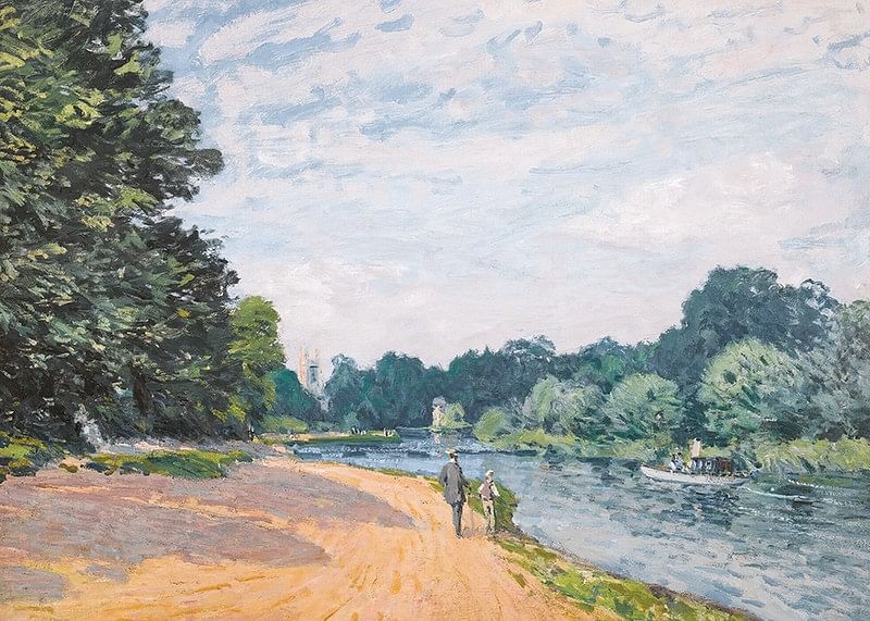 Themsen med Hampton Church af Alfred Sisley-12