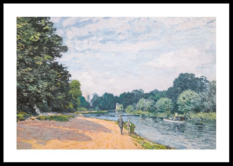 Themsen med Hampton Church af Alfred Sisley-12