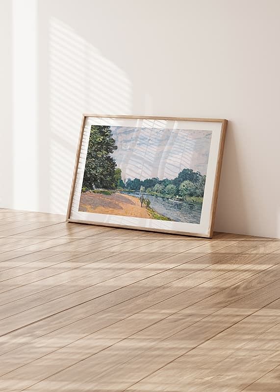 Themsen med Hampton Church af Alfred Sisley-12