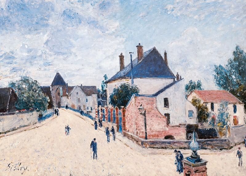 Straat in Moret door Alfred Sisley-12
