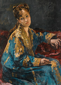 La Dame En Bleu By Alfred Stevens-5