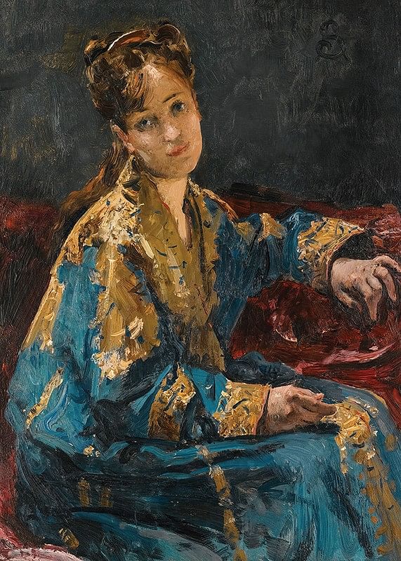 La Dame En Bleu van Alfred Stevens-12