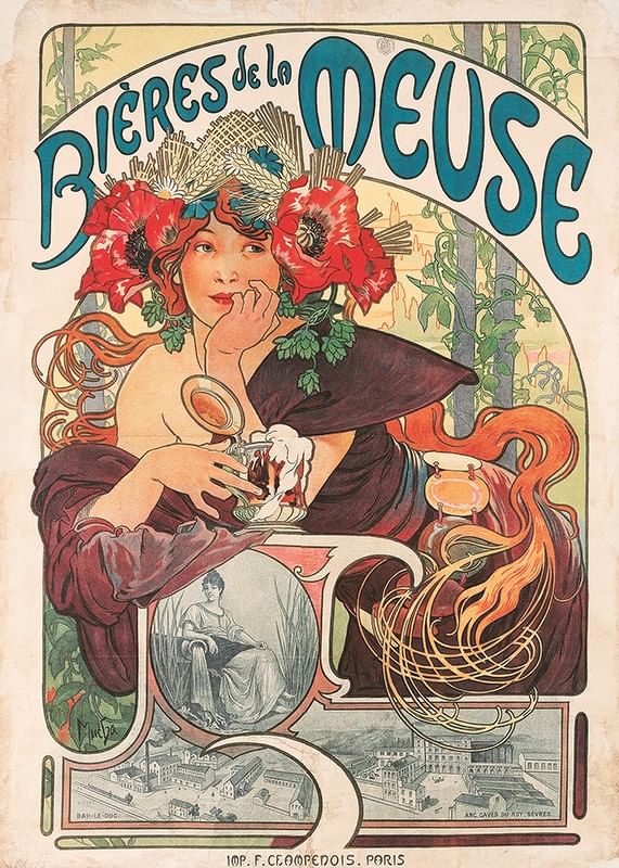Poszter Bières De La Meuse By Alphonse Mucha