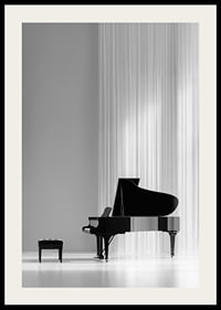Black and white poster with a photograph of an elegant piano-2