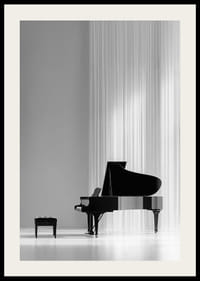 Black and white poster with a photograph of an elegant piano-2