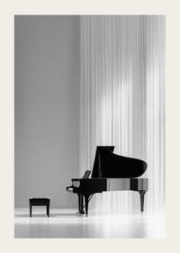 Black and white poster with a photograph of an elegant piano-3