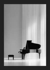 Black and white poster with a photograph of an elegant piano-5