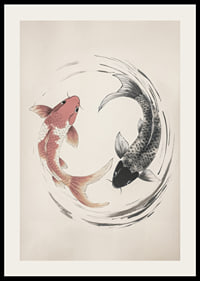 Affisch med ett motiv som föreställer två koi-fiskar i en tidlös yin-och-yang-design-2