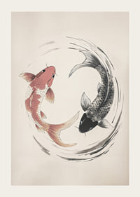 Affisch med ett motiv som föreställer två koi-fiskar i en tidlös yin-och-yang-design-3