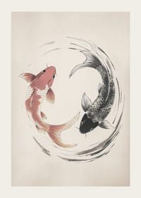 Poster with a motif depicting two koi fish in a timeless yin and yang design-3