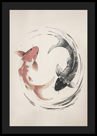 Affisch med ett motiv som föreställer två koi-fiskar i en tidlös yin-och-yang-design-4