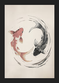 Affisch med ett motiv som föreställer två koi-fiskar i en tidlös yin-och-yang-design-5