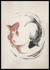 Affisch med ett motiv som föreställer två koi-fiskar i en tidlös yin-och-yang-design-6