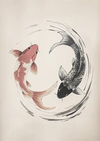 Affisch med ett motiv som föreställer två koi-fiskar i en tidlös yin-och-yang-design-7