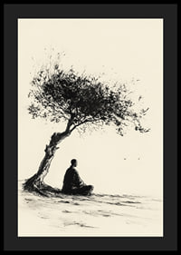 Poster with a motif that captures a meditative moment under a lonely tree-4