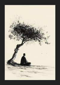 Poster with a motif that captures a meditative moment under a lonely tree-5