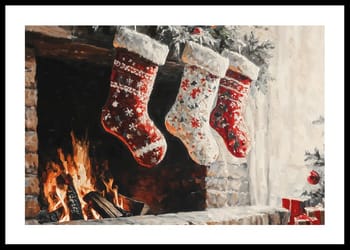 Poster Holiday Stockings By The Fire
