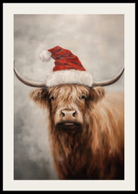 Un poster natalizio con una scarpa da montagna con un cappello da Babbo Natale che diffonde fascino e spirito natalizio.-2