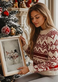A Christmas poster with three happy snowmen who spread winter joy and community.-8