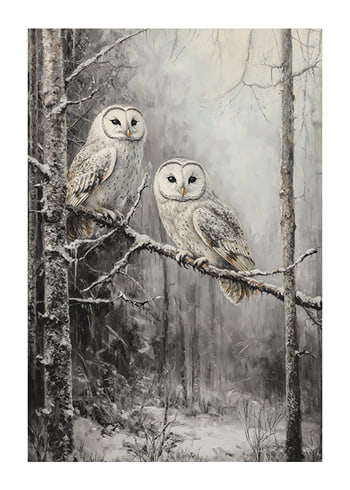Poster Mystic Owls Of The Snowy Woods