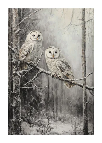 Poster Mystic Owls Of The Snowy Woods