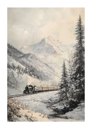 Poster Mountain Train Winter Adventure
