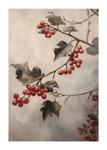 Poster Winter Festive Red Berries
