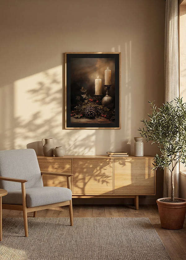 Poster Christmas Candle And Pine crossfade